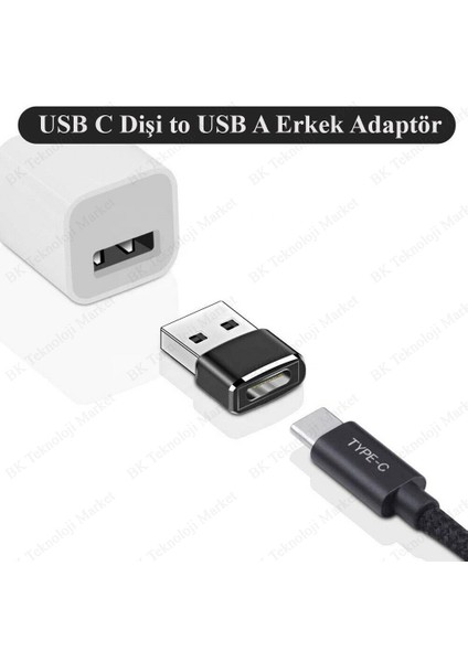 USB Erkek to Type-C Dişi Adaptör Şarj/Data Çevirici