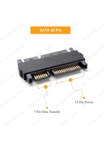 Sata 22 Pin Erkek To Sata 22 Pin Erkek Adaptör