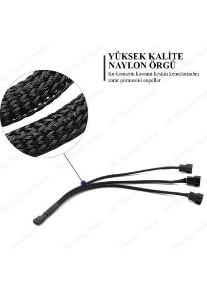 BK Teknoloji Yüksek Kalite 3 Lü Fan Çoklayıcı Pwm Y Splitter Kablo