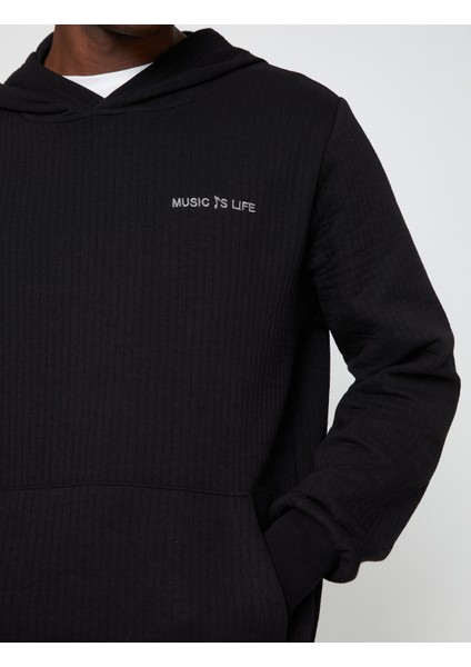 Slogan Baskılı Sweatshirt Kapşonlu indirimleri