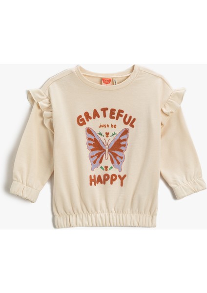 Kelebek Baskılı Sweatshirt Pamuklu