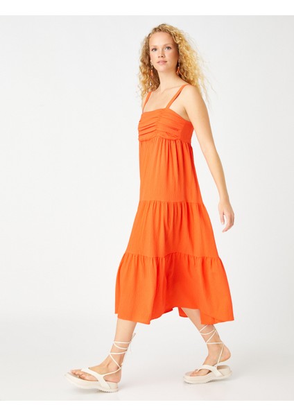 Askılı Midi Boy Elbise Drape Detaylı fiyatları