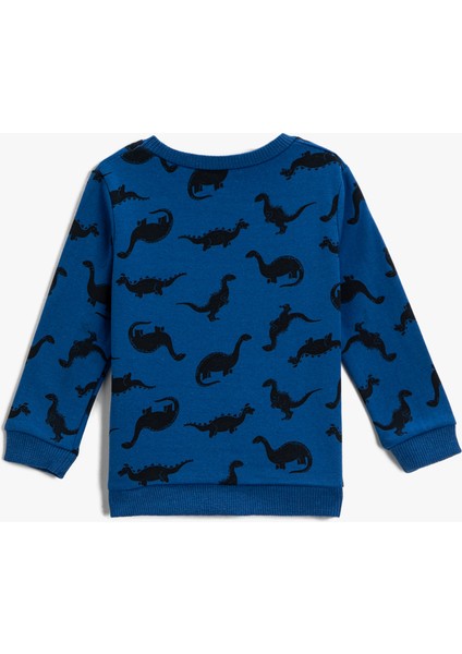 Dinosor Baskılı Sweatshirt Bisiklet Yaka fiyatları