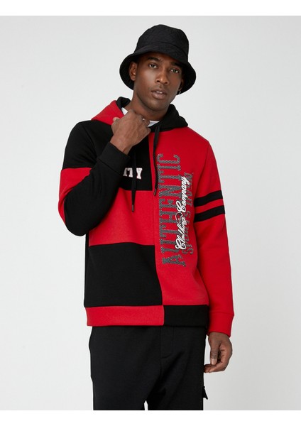 Kolej Oversize Sweatshirt Şardonlu Kapşonlu Renk Bloklu modelleri