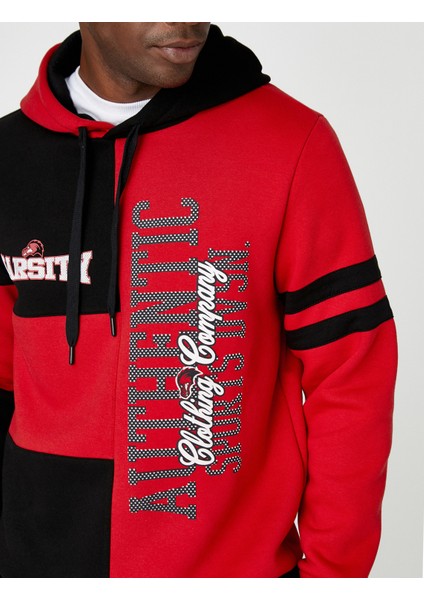 Kolej Oversize Sweatshirt Şardonlu Kapşonlu Renk Bloklu indirimleri