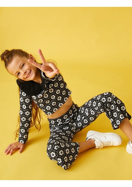 İspanyol Paça Pantolon Çiçek Desenli