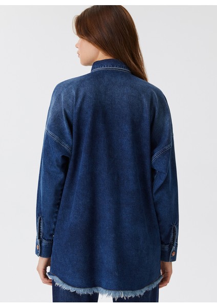 Gömlek Yaka Düz Kadın Denim Gömlek 231 Lcf 141001 Alıce 1 Denım indirimleri