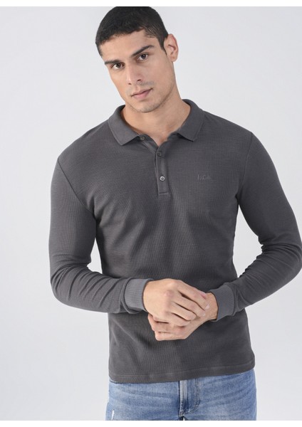 Polo Yaka Düz Antrasit Erkek T-Shirt 231 Lcm 242002 Tylens