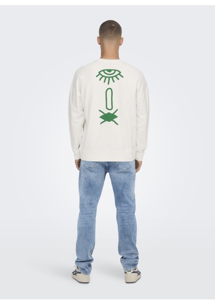 Bisiklet Yaka Açik Gri Erkek Sweatshirt 22023126_ONSTOBY Rlx Symbol Print C