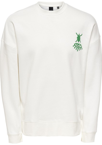 Bisiklet Yaka Açik Gri Erkek Sweatshirt 22023126_ONSTOBY Rlx Symbol Print C