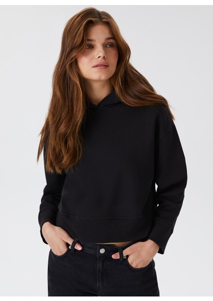 Kapüşon Yaka Düz Kırmızı Kadın Sweatshirt 231 Lcf 241002 Fıona Kırmızı