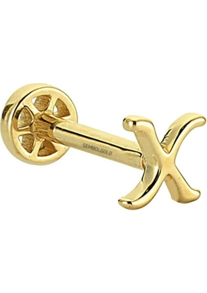 Altın Piercing -X- Harf 14 Ayar Tragus