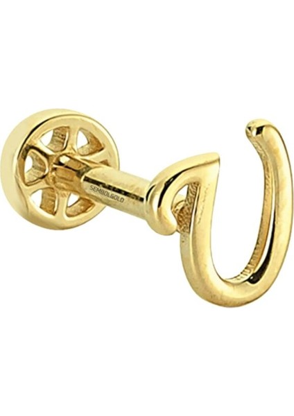 Altın Piercing -U- Harf 14 Ayar Tragus