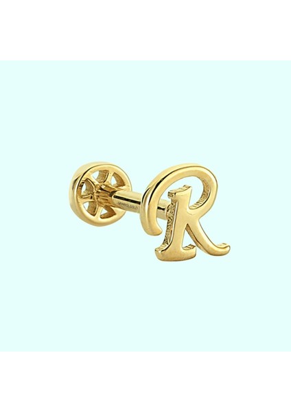 Altın Piercing -R- Harf 14 Ayar Tragus