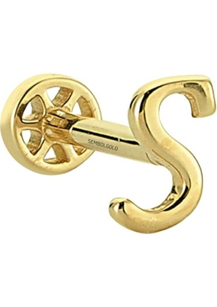 Altın Piercing -S- Harf 14 Ayar Tragus