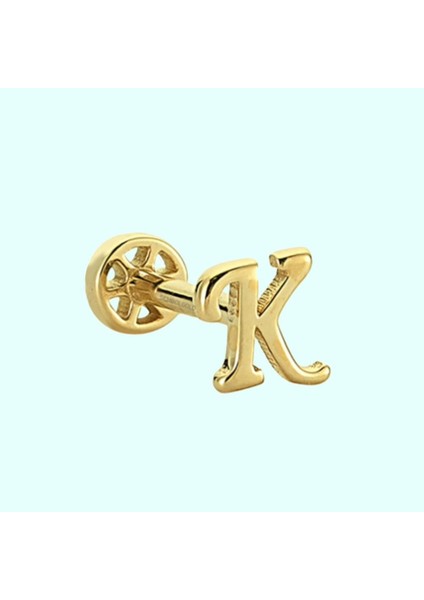 Altın Piercing -K- Harf 14 Ayar Tragus