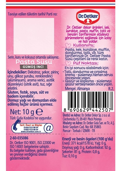 Dekor Gümüş İnciler 10 gr modelleri