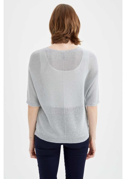 V Yakalı Yarasa Kollu Triko Kazak K6610AZ21AU fırsatları