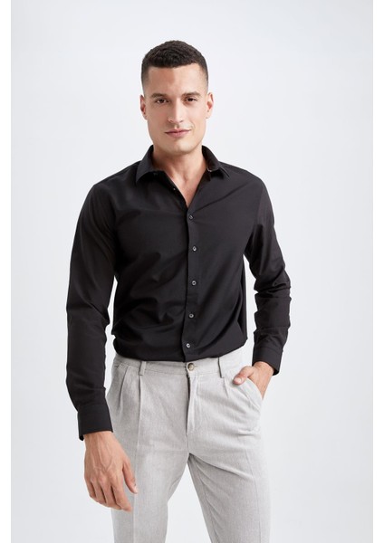 Slim Fit Poplin Uzun Kollu Gömlek R4340AZ22AU