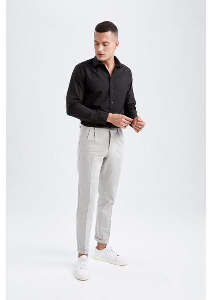 Slim Fit Poplin Uzun Kollu Gömlek R4340AZ22AU