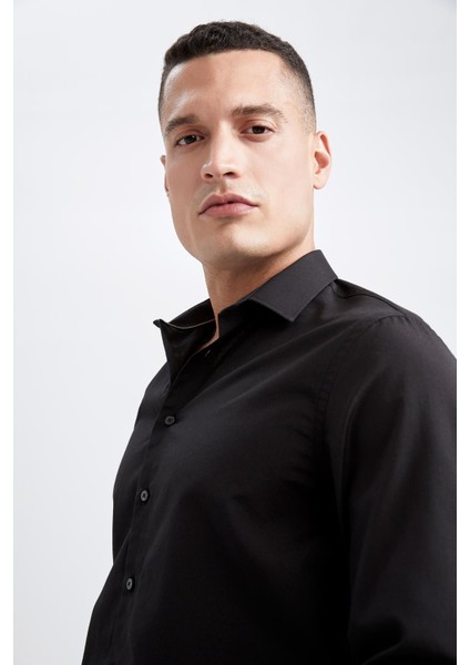 Slim Fit Poplin Uzun Kollu Gömlek R4340AZ22AU