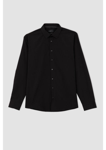 Slim Fit Poplin Uzun Kollu Gömlek R4340AZ22AU