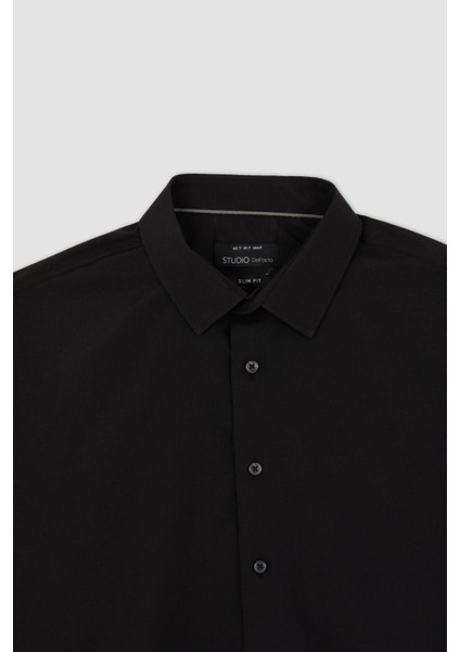 Slim Fit Poplin Uzun Kollu Gömlek R4340AZ22AU