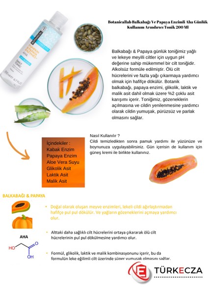 Botanical Lab Botanicallab Balkabağı ve Papaya Aha Arındırıcı Tonik 200 ml + Cadı Fındığı Kil Maskesi 100 ml