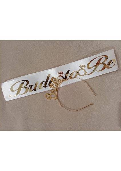 Newin Style Altın / Gold Renk Bride To Be Kuşak ve Taç Seti