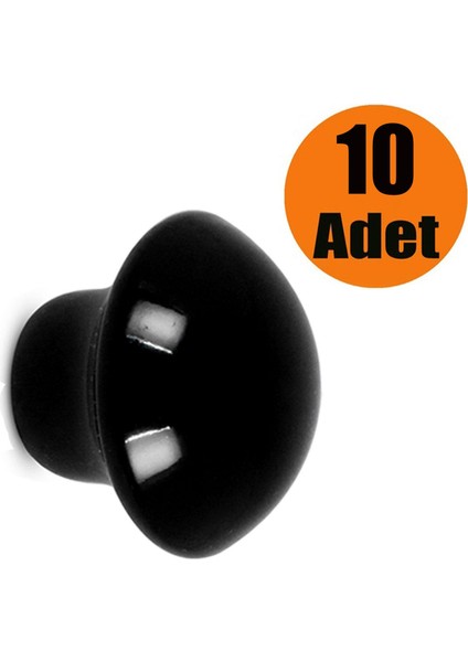 Mantar Düğme Kulp Çekmece Dolap Kapak Kulpu Kulbu Siyah (10 Adet)
