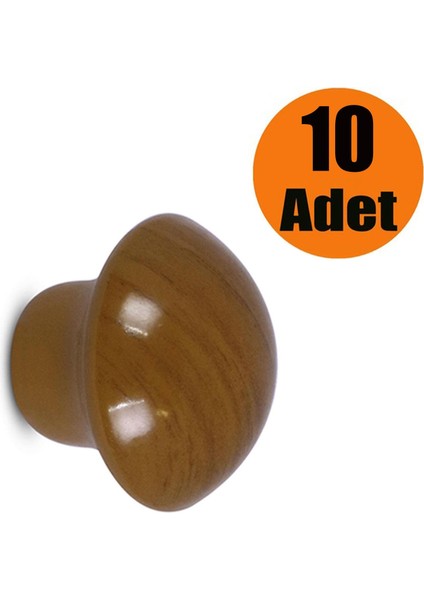Mantar Düğme Kulp Çekmece Dolap Kapak Kulpu Kulbu Meşe (10 Adet)
