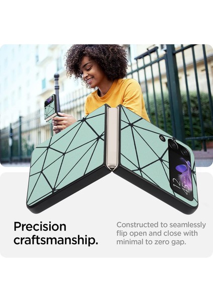 Samsung Galaxy Z Flip4 Için Deri Şok Geçirmez Koruyucu Telefon Kasası Green Spider Net Doku (Yurt Dışından) fiyatları