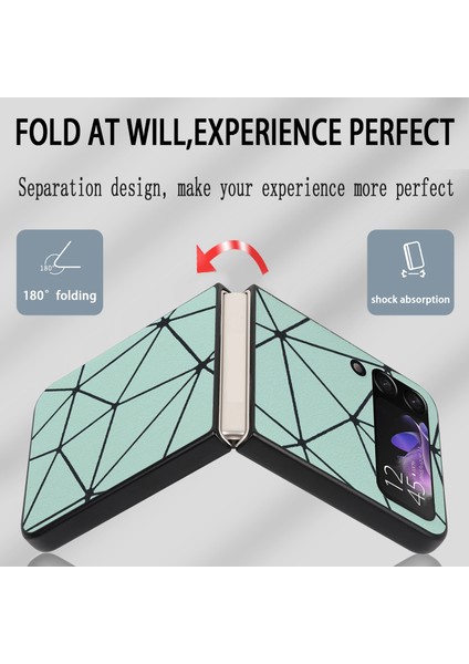Samsung Galaxy Z Flip4 Için Deri Şok Geçirmez Koruyucu Telefon Kasası Green Spider Net Doku (Yurt Dışından) modelleri