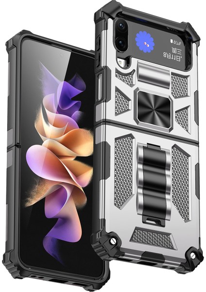 Samsung Galaxy Z Flip4 5g Gümüş Için Zırh Tpu + Pc Kılıfı (Yurt Dışından)