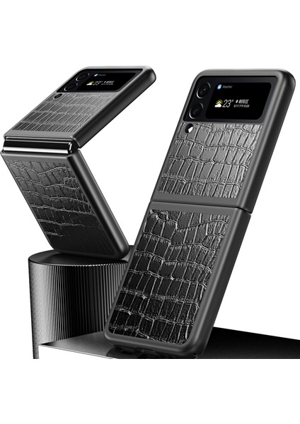 Samsung Galaxy Z Flip4 Için Timsah Doku Deri Katlanır Koruyucu Telefon Kılıfı Yeşil (Yurt Dışından) fiyatları