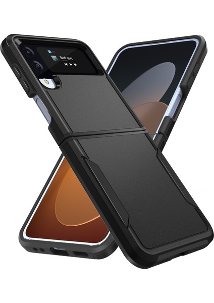 Samsung Galaxy Z Flip4 Için Pioneer Zırh Ağır Havacılık Pc Tpu Telefon Kılıfı Siyah (Yurt Dışından)