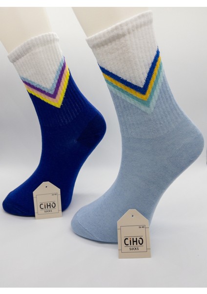 Ciho Socks V Desen 12 Çift Pamuklu Kadın Soket Çorap