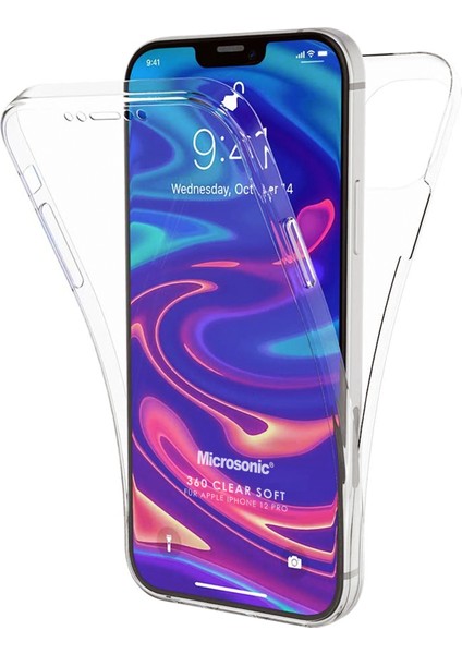 Apple iPhone 12 Pro Kılıf 6 Tarafı Tam Full Koruma 360 Clear Soft Şeffaf