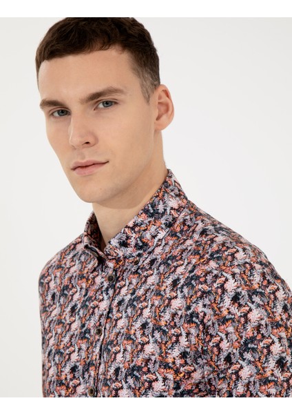Erkek Turuncu Slim Fit Uzun Kollu Gömlek 50255672-VR051 fiyatları