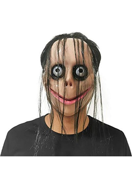 Halloween Saçlı Momo Karakter Maskesi Yetişkin