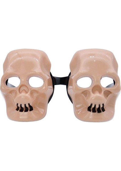 Yetişkin Halloween Gözlüğü Camsız Kurukafa Şekilli Gözlük Beyaz Renk