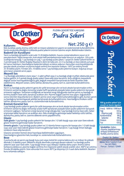 Dr.Oetker Pudra Şekeri 250 gr