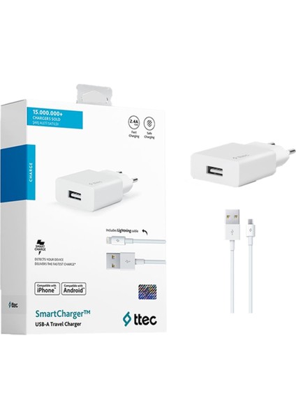 Marka Ttec Smartcharger 2.1A Iphone Lightning Seyahat Şarj Aleti 2SCS20LB modelleri