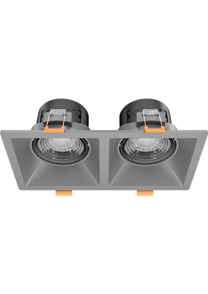 2x8 W Ikili Kare Smd LED Sıva Altı Spot Lamba Tavan Armatür ( Titanium Kasa - 6500K Beyaz Işık )