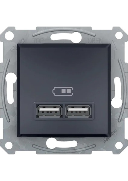 Asfora Antrasit USB Prizi 2.1A Çerçevesiz