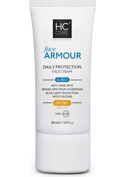 HC Care Face Armour 4 Etkili, Leke Karşıtı Günlük Koruyucu Güneş Kremi - 50 ml