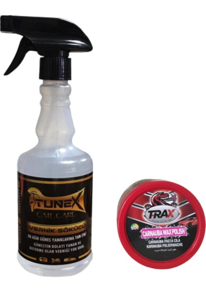 Oto Araç Güneş Yanık Giderici Vernik Sökücü (500ml) + Süper Parlaklık Üstün Koruma Pasta Cila Çizik Giderici Carnauba (250ml) 2'li Paket