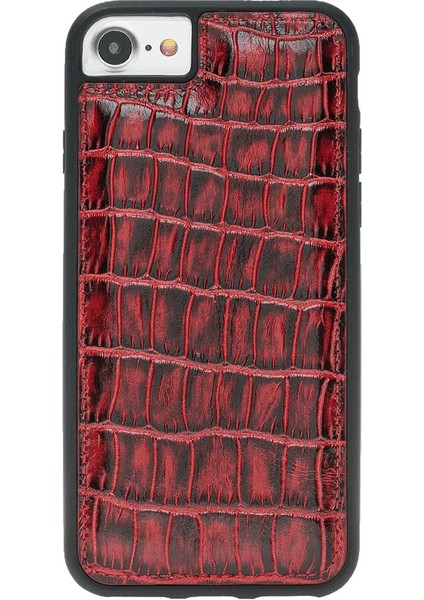 Apple iPhone 6-7-8 Croco Red Leather Kılıf