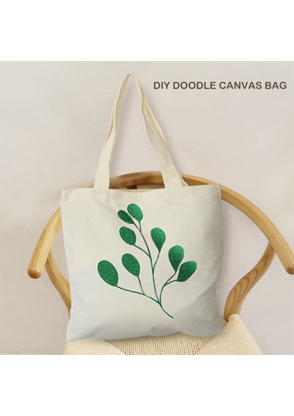 Tuval Kalem Kılıfı Bez Çanta Seti, Zip ile Dıy Craft Boş Makyaj Çantaları Kanvas Kalem Kutusu Dıy Yeniden Kullanılabilir Alışveriş Bakkal Çantası (Yurt Dışından)