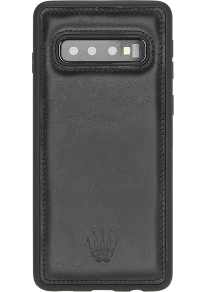Samsung S10 Black Leather Kılıf